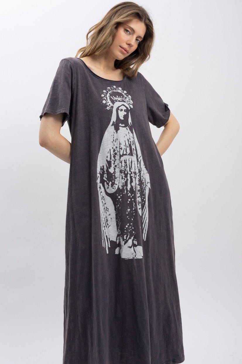 The Crown Of Mary Washed Long Dress in Grey - Boho Wanderlust Boutique Blue Velvet