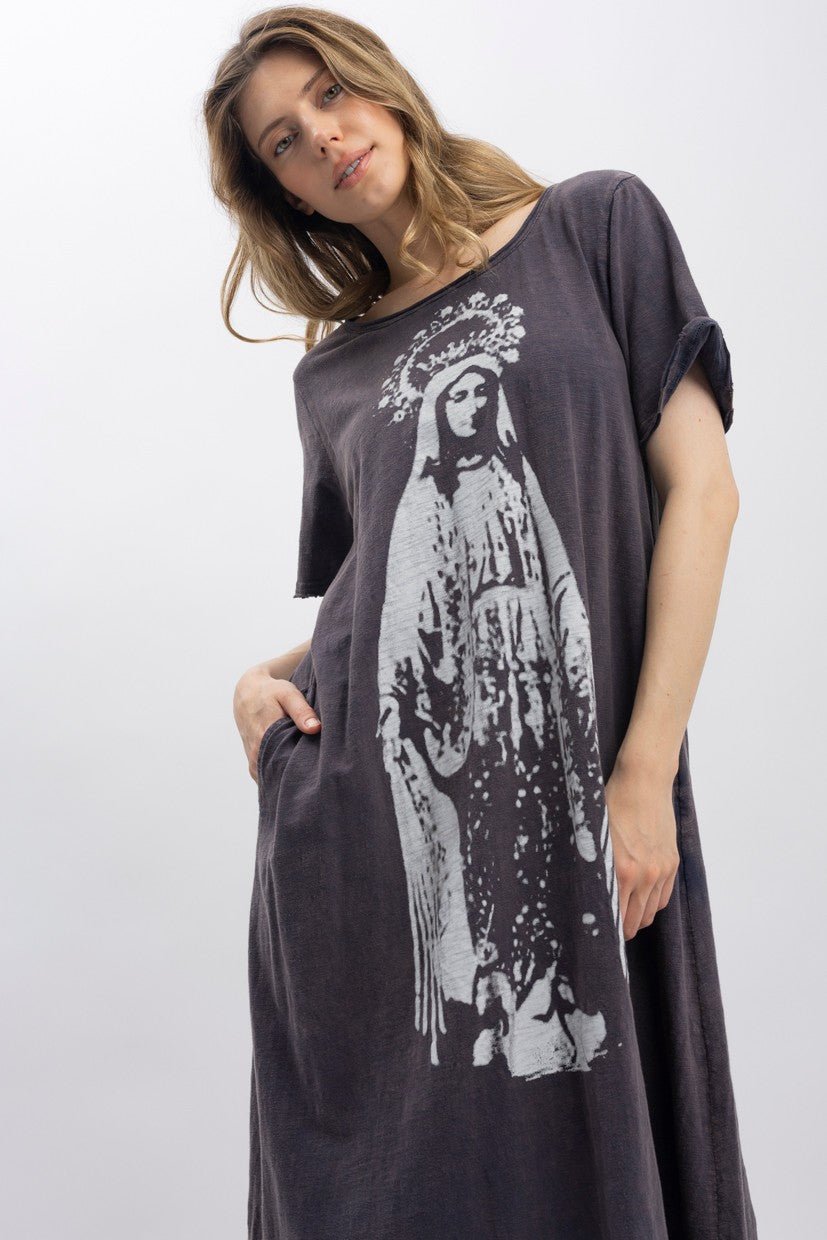 The Crown Of Mary Washed Long Dress in Grey - Boho Wanderlust Boutique Blue Velvet