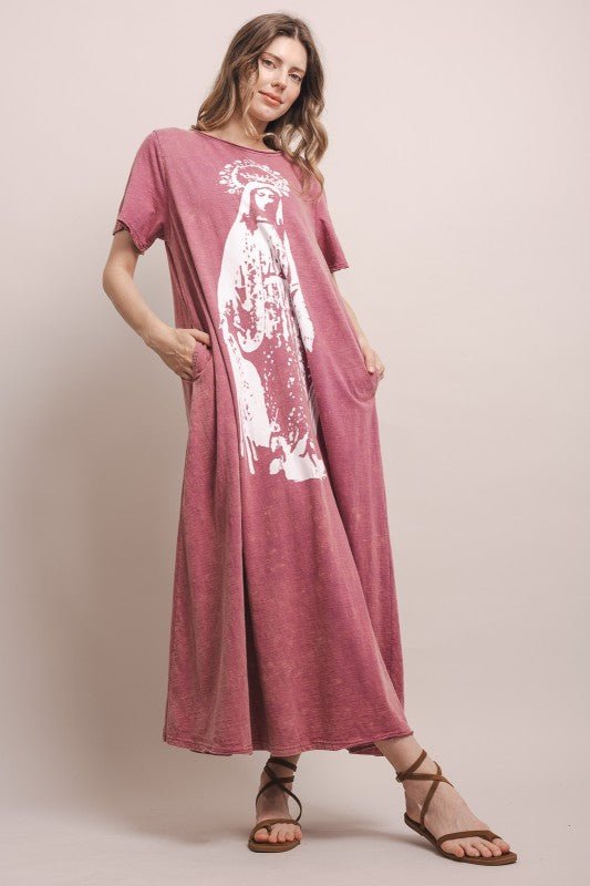 The Crown Of Mary Washed Long Dress - ivyandlavyboutique Blue Velvet