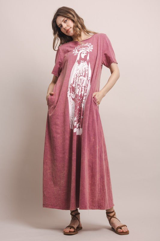 The Crown Of Mary Washed Long Dress - ivyandlavyboutique Blue Velvet