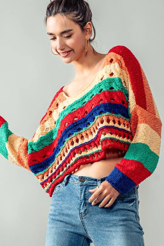The Cut Rug Rainbow Sweater - ivyandlavyboutique Fashion Week