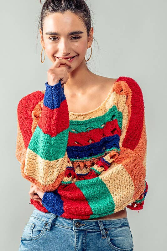 The Cut Rug Rainbow Sweater - ivyandlavyboutique Fashion Week
