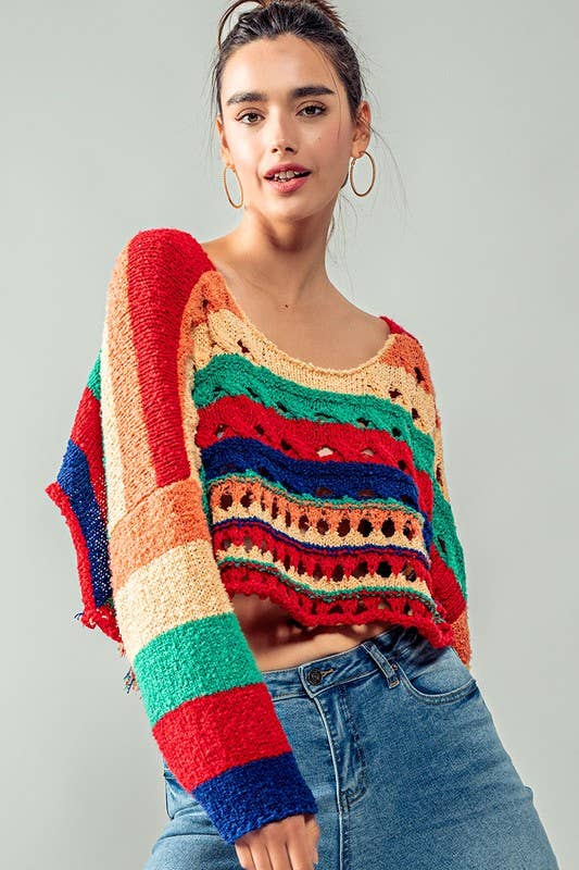 The Cut Rug Rainbow Sweater - ivyandlavyboutique Fashion Week