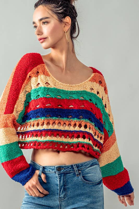 The Cut Rug Rainbow Sweater - ivyandlavyboutique Fashion Week
