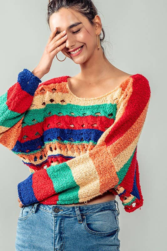 The Cut Rug Rainbow Sweater - ivyandlavyboutique Fashion Week