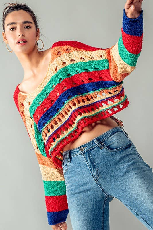 The Cut Rug Rainbow Sweater - ivyandlavyboutique Fashion Week