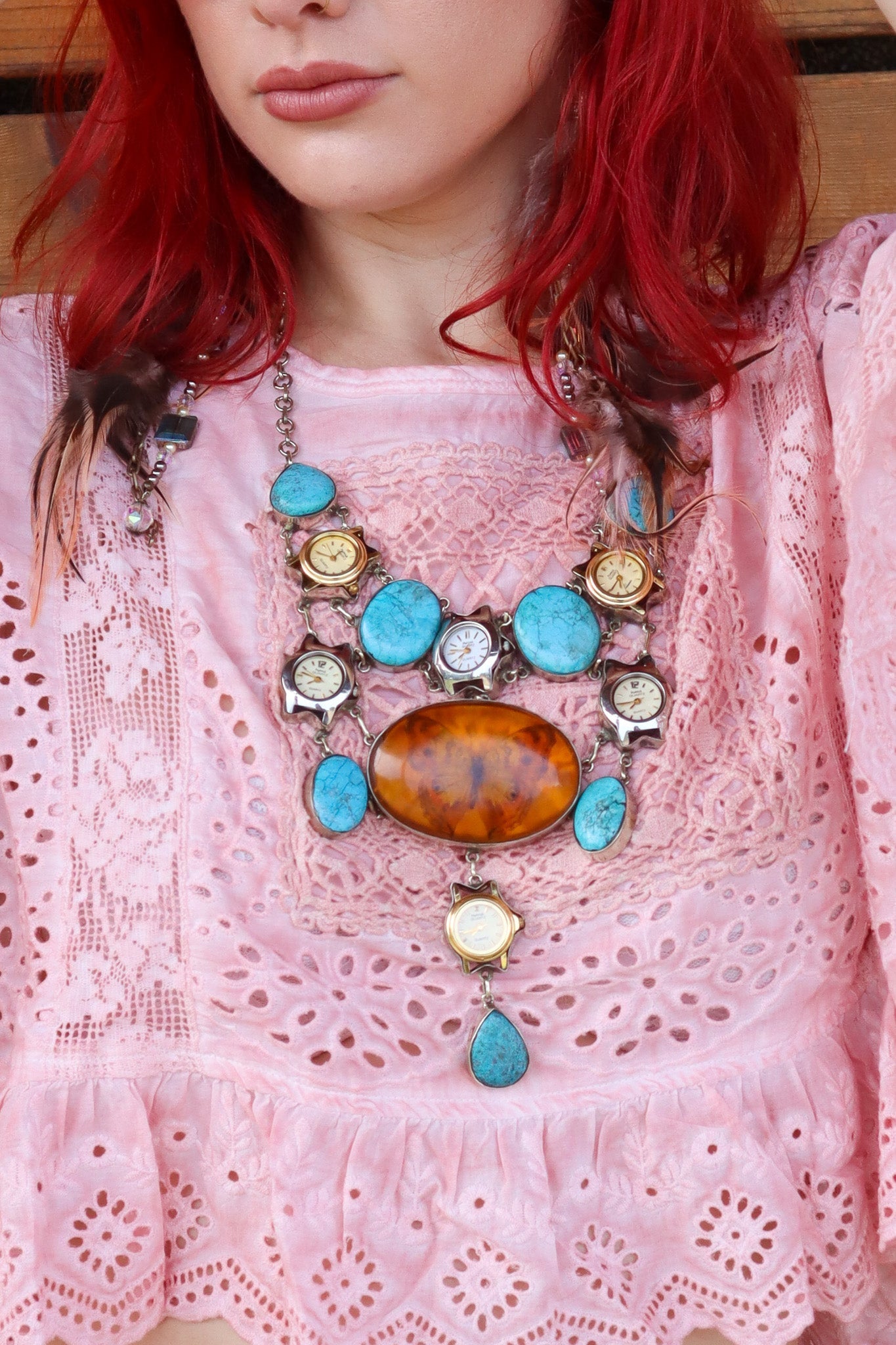The Flutter Amber Resin Butterfly Chunky Necklace - ivyandlavyboutique ivyandlavyboutique