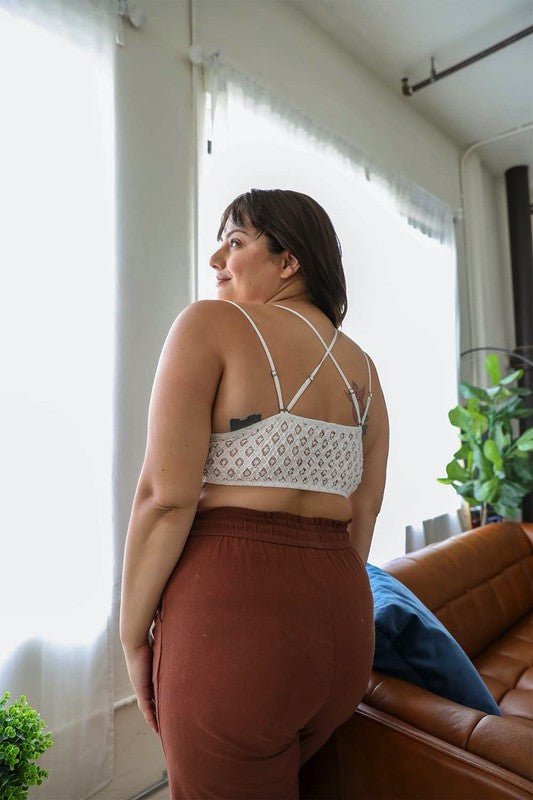 The Goddess Padded Crochet Lace Longline Bralette - ivyandlavyboutique Leto Accessories