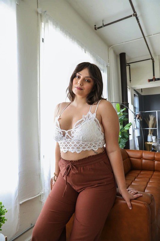 The Goddess Padded Crochet Lace Longline Bralette - ivyandlavyboutique Leto Accessories
