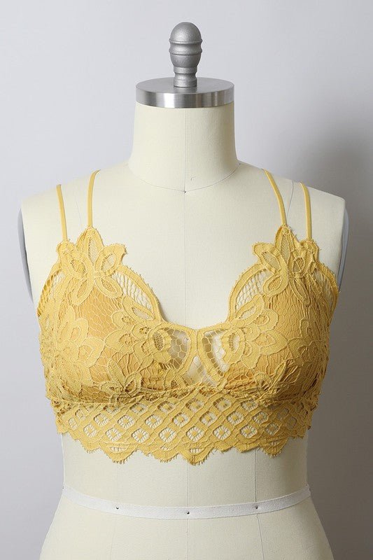 The Goddess Padded Crochet Lace Longline Bralette - ivyandlavyboutique Leto Accessories