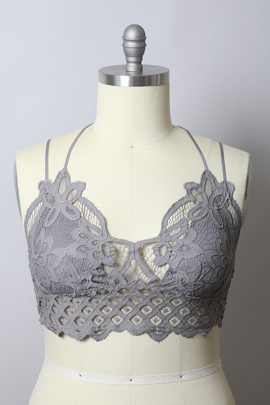 The Goddess Padded Crochet Lace Longline Bralette - ivyandlavyboutique Leto Accessories