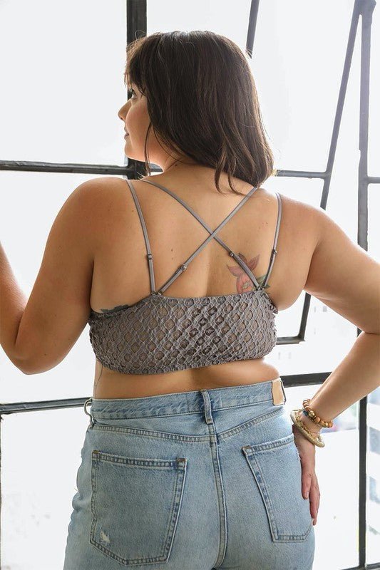 The Goddess Padded Crochet Lace Longline Bralette - ivyandlavyboutique Leto Accessories