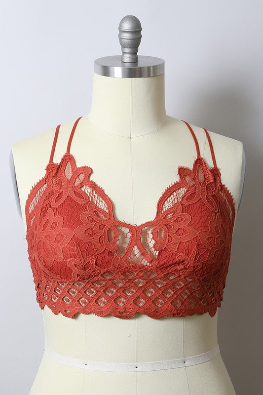 The Goddess Padded Crochet Lace Longline Bralette - ivyandlavyboutique Leto Accessories