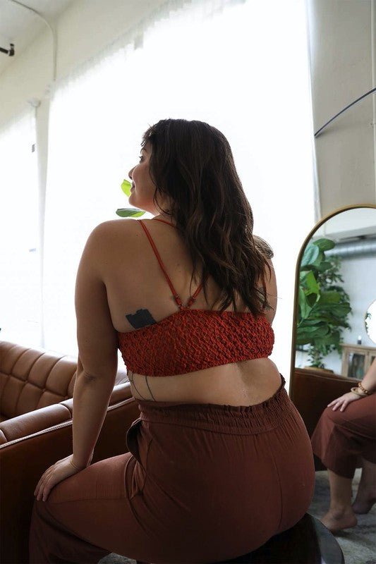 The Goddess Padded Crochet Lace Longline Bralette - ivyandlavyboutique Leto Accessories