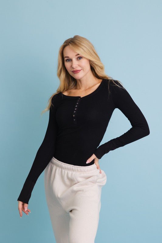 The Henley Top with Buttons - ivyandlavyboutique Leto Accessories