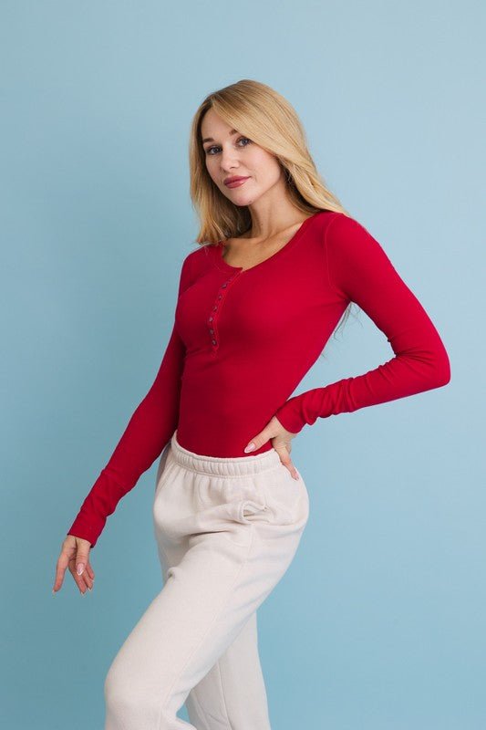 The Henley Top with Buttons - ivyandlavyboutique Leto Accessories