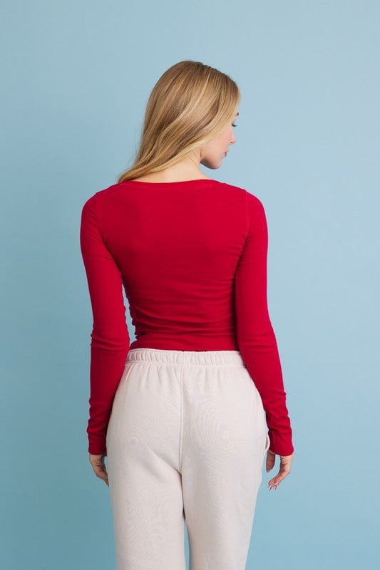 The Henley Top with Buttons - ivyandlavyboutique Leto Accessories