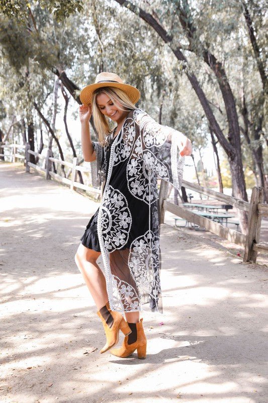 The July Mesh Cotton Lace Kimono - ivyandlavyboutique Leto Accessories