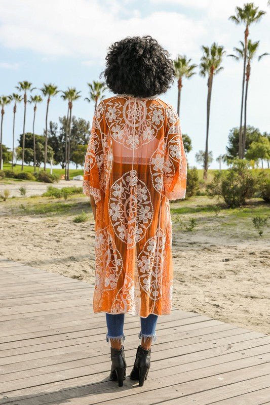 The July Mesh Cotton Lace Kimono - ivyandlavyboutique Leto Accessories