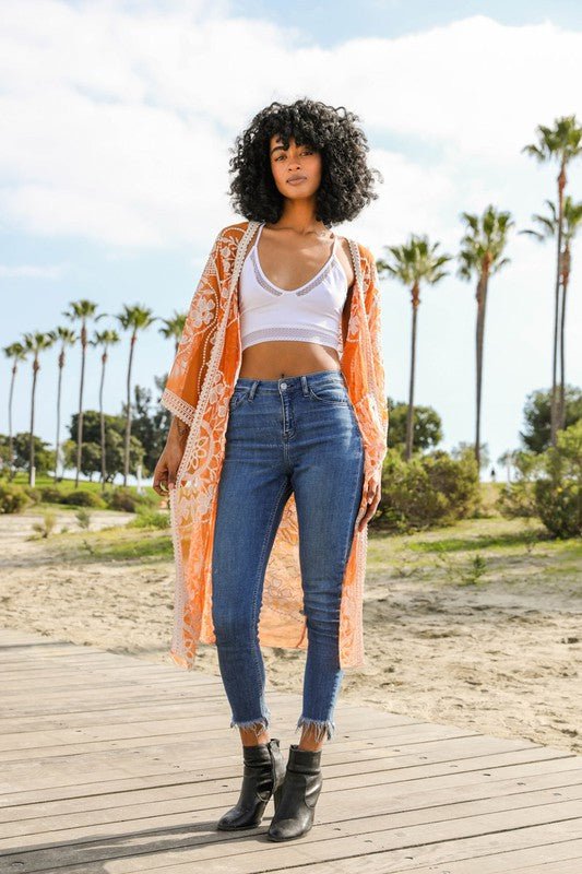 The July Mesh Cotton Lace Kimono - ivyandlavyboutique Leto Accessories