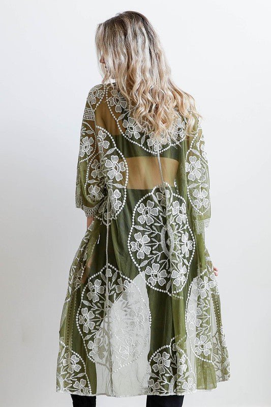 The July Mesh Cotton Lace Kimono - ivyandlavyboutique Leto Accessories