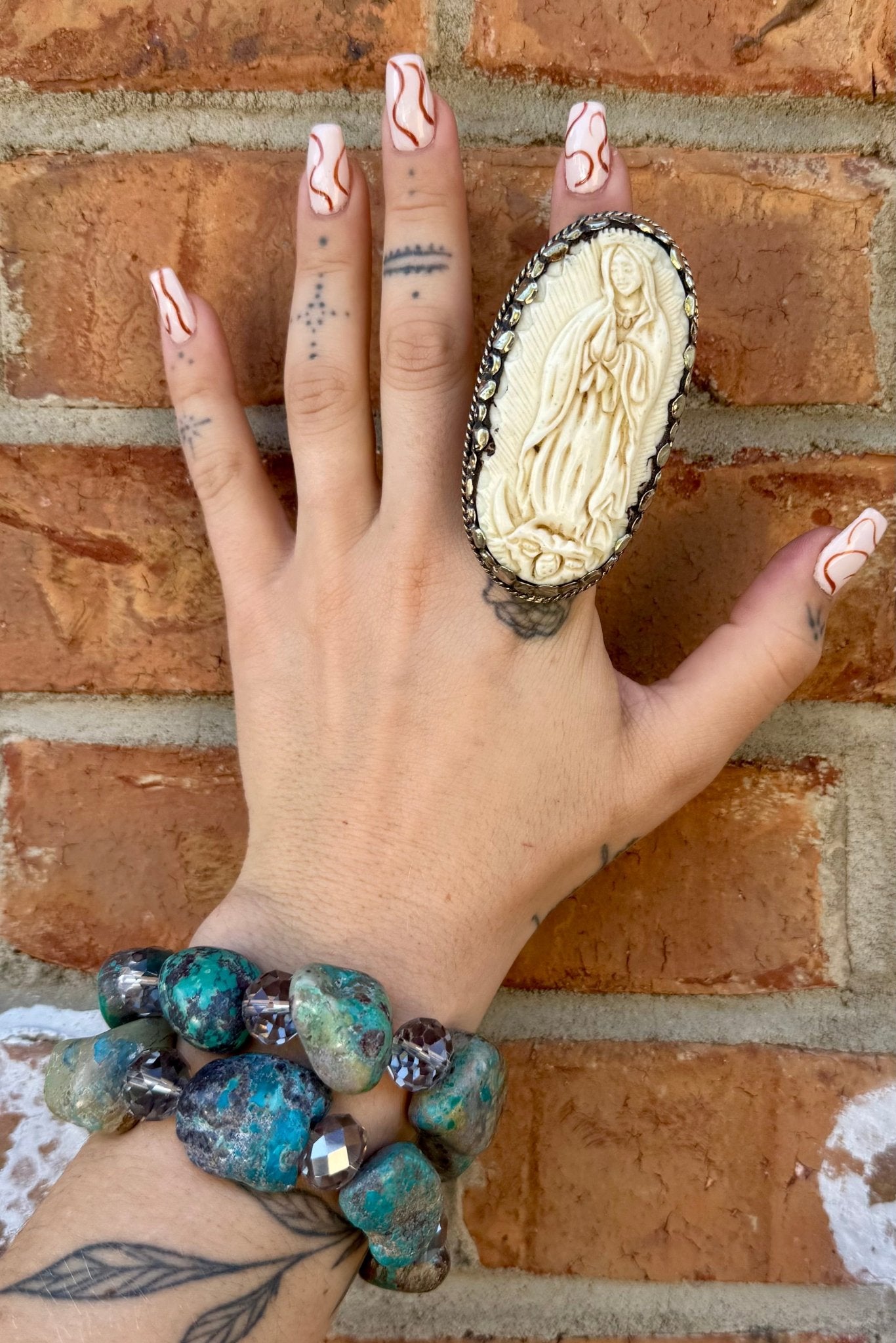 The Lady Carved Statement Ring ( Lady of Guadalupe ) - ivyandlavyboutique ivyandlavyboutique