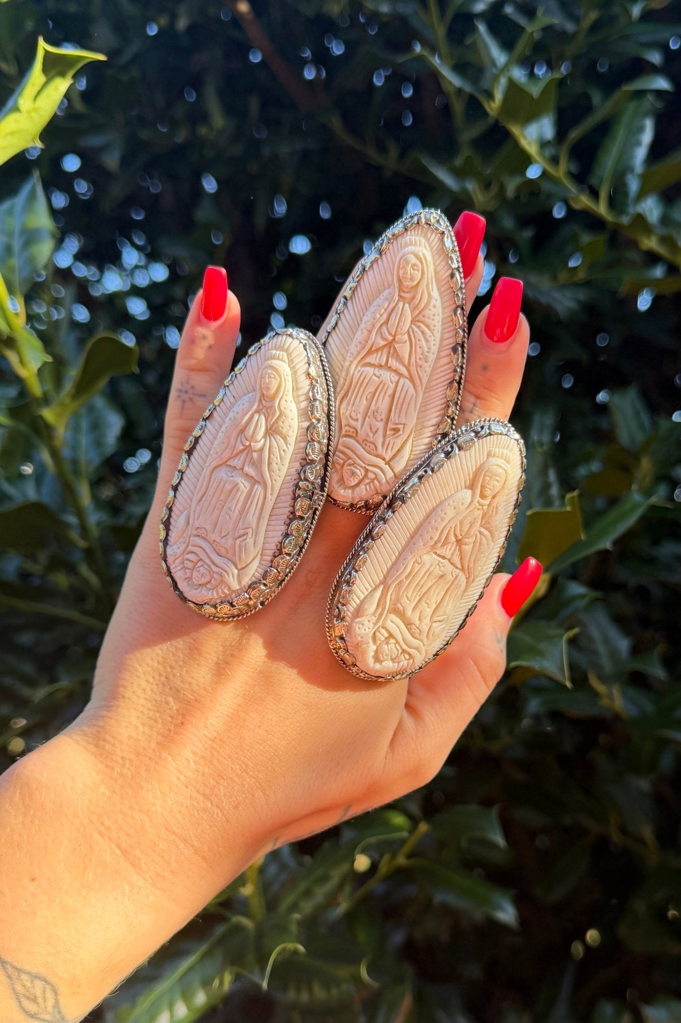 The Lady Carved Statement Ring ( Lady of Guadalupe ) - ivyandlavyboutique ivyandlavyboutique