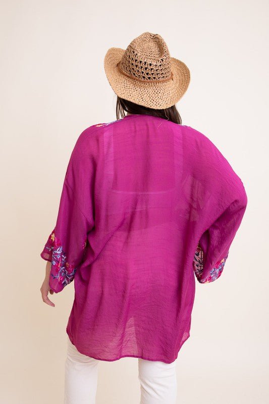 The Louise Embroidered Kimono - ivyandlavyboutique Leto Accessories