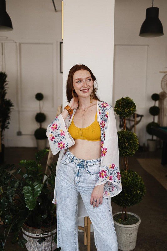 The Louise Embroidered Kimono - ivyandlavyboutique Leto Accessories