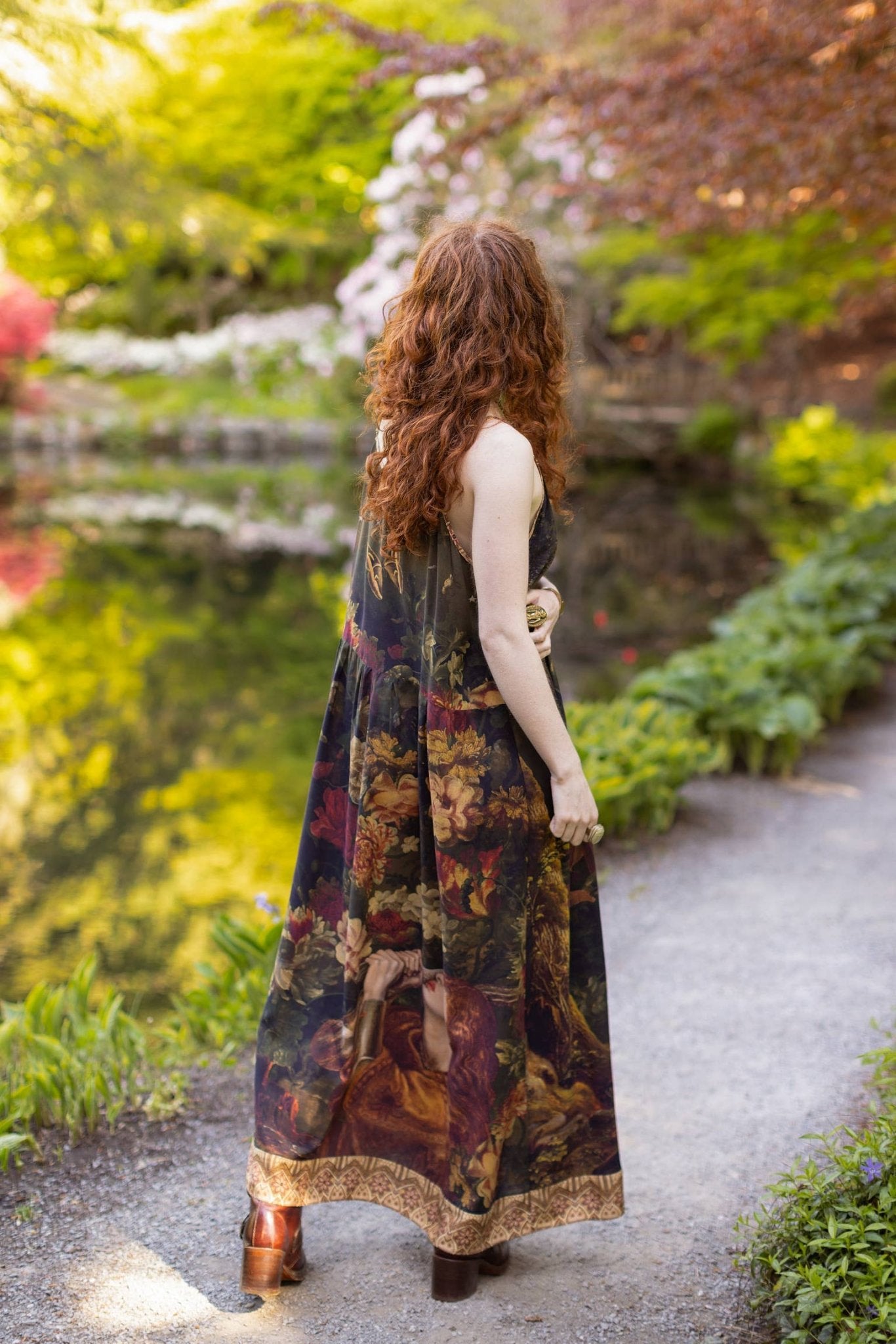 The Messenger Long Maxi Slip Dress w/ Joan of Arc & Florals - ivyandlavyboutique Market of Stars (USA)