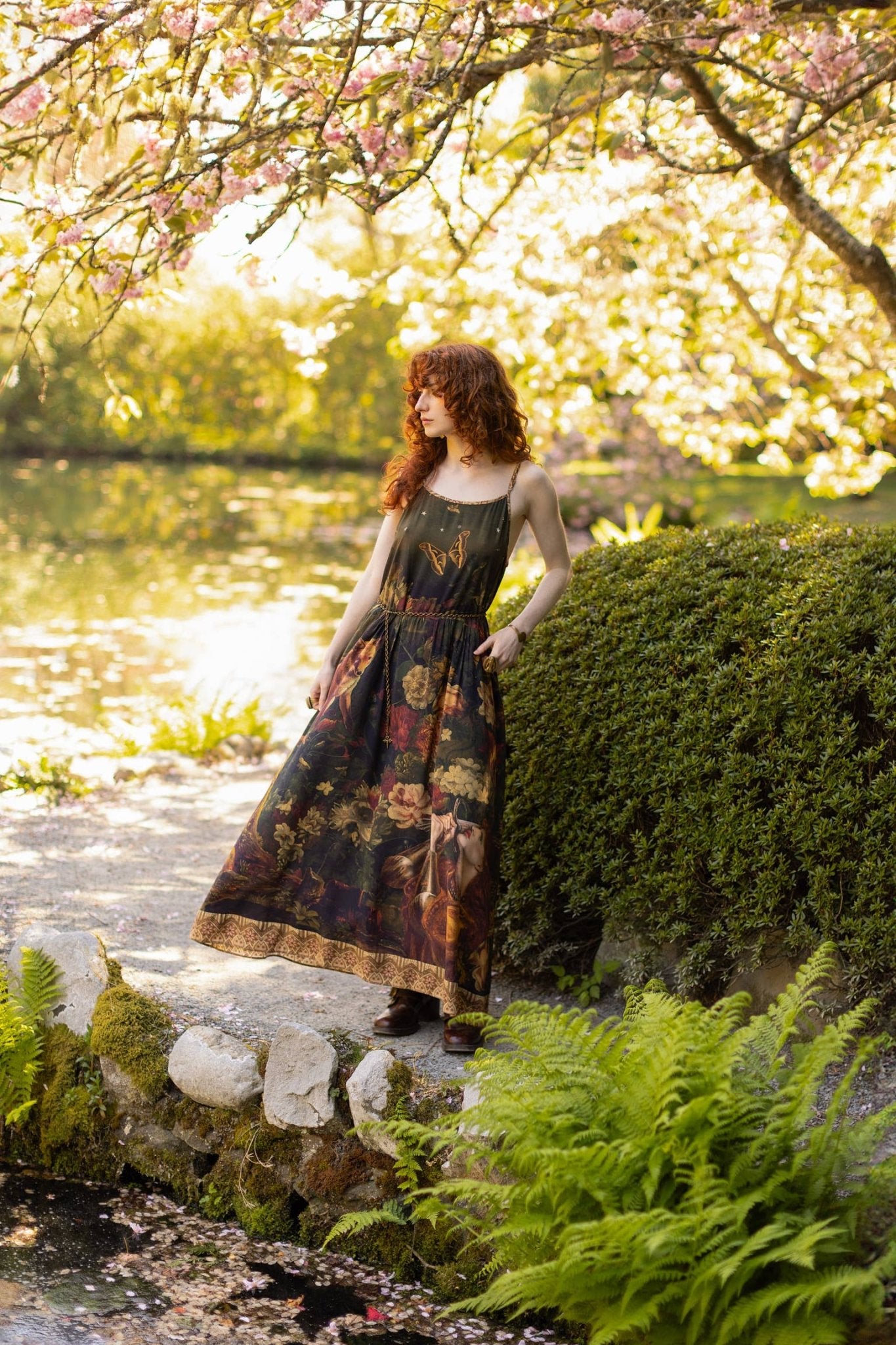 The Messenger Long Maxi Slip Dress w/ Joan of Arc & Florals - ivyandlavyboutique Market of Stars (USA)