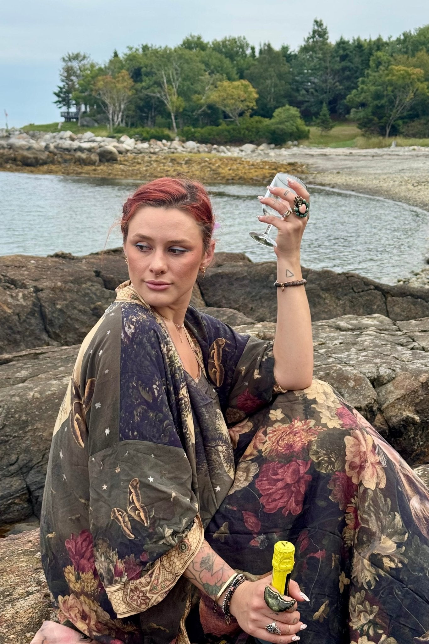 The Messenger Long Maxi Slip Dress w/ Joan of Arc & Florals - ivyandlavyboutique Market of Stars (USA)