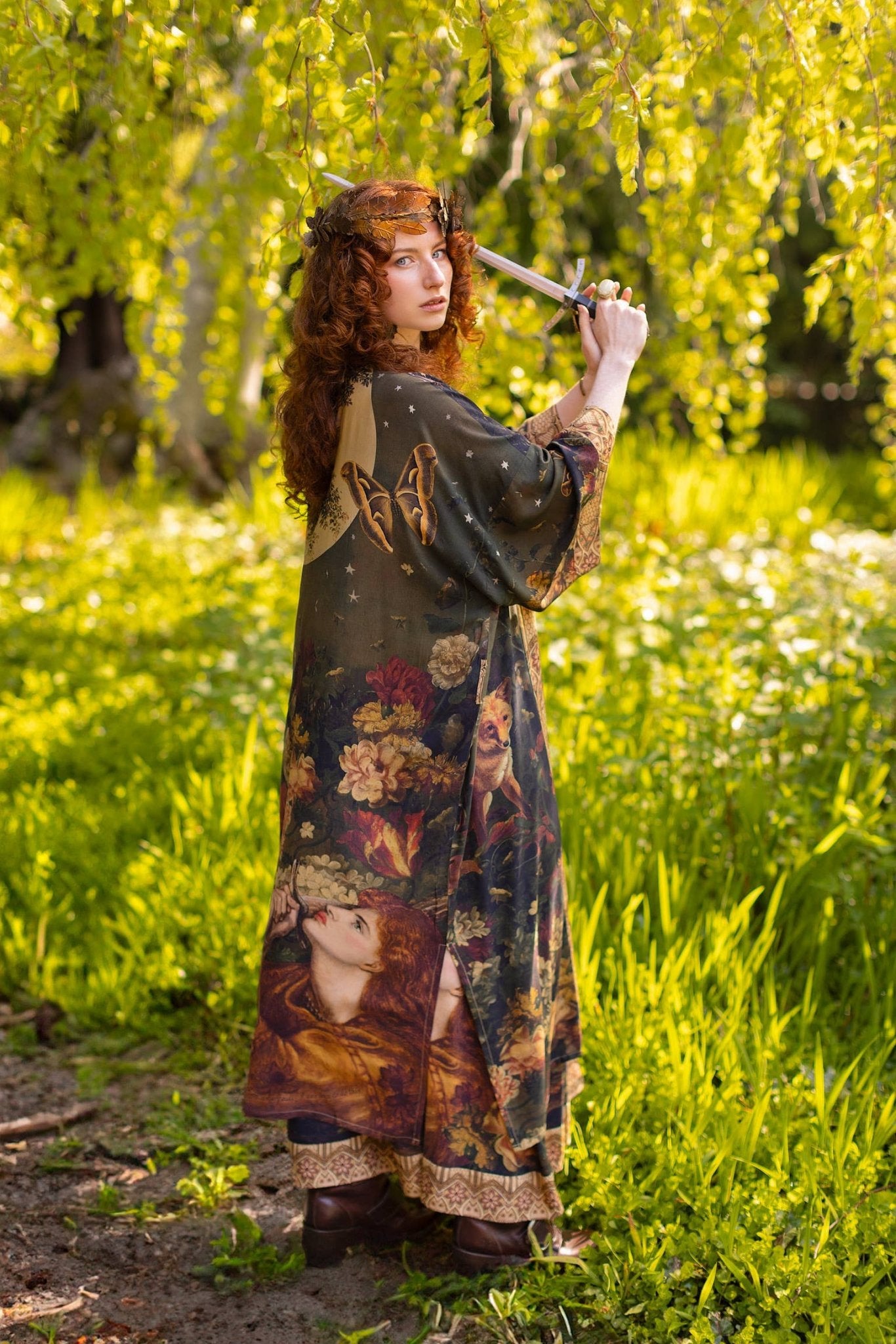 The Messenger Opera Duster Robe w/ Joan of Arc & Florals - ivyandlavyboutique Market of Stars (USA)