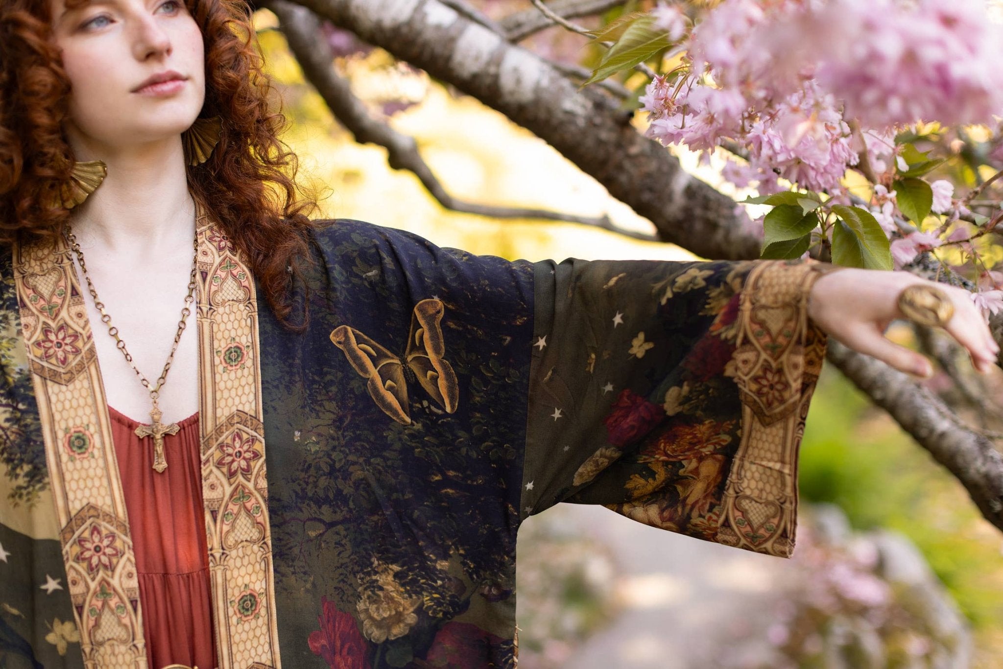 The Messenger Opera Duster Robe w/ Joan of Arc & Florals - ivyandlavyboutique Market of Stars (USA)