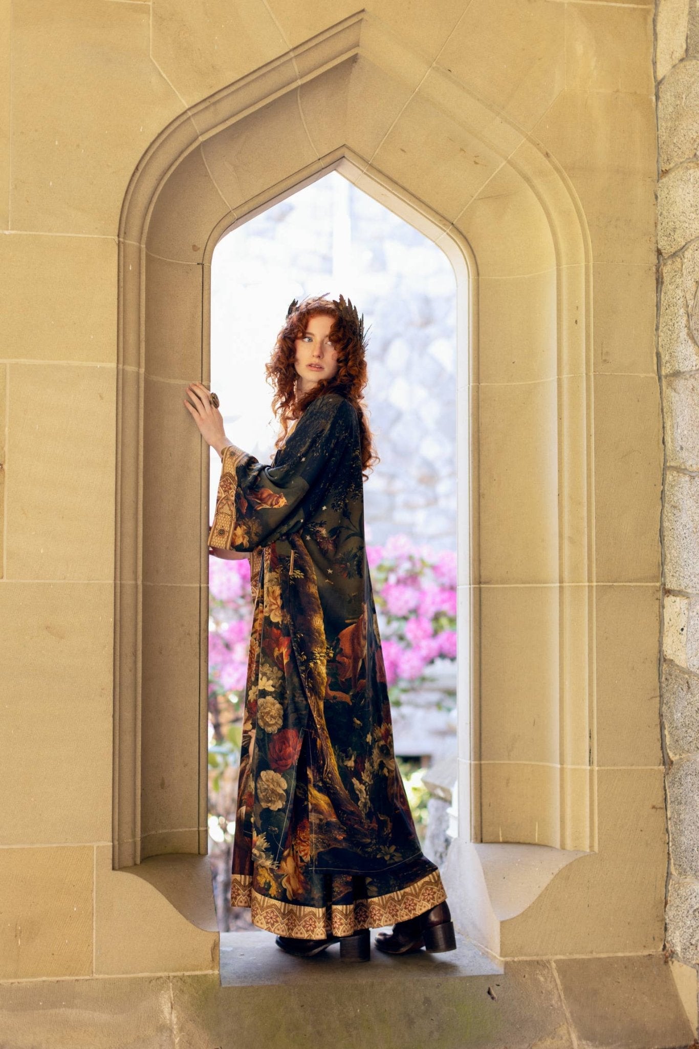The Messenger Opera Duster Robe w/ Joan of Arc & Florals - ivyandlavyboutique Market of Stars (USA)