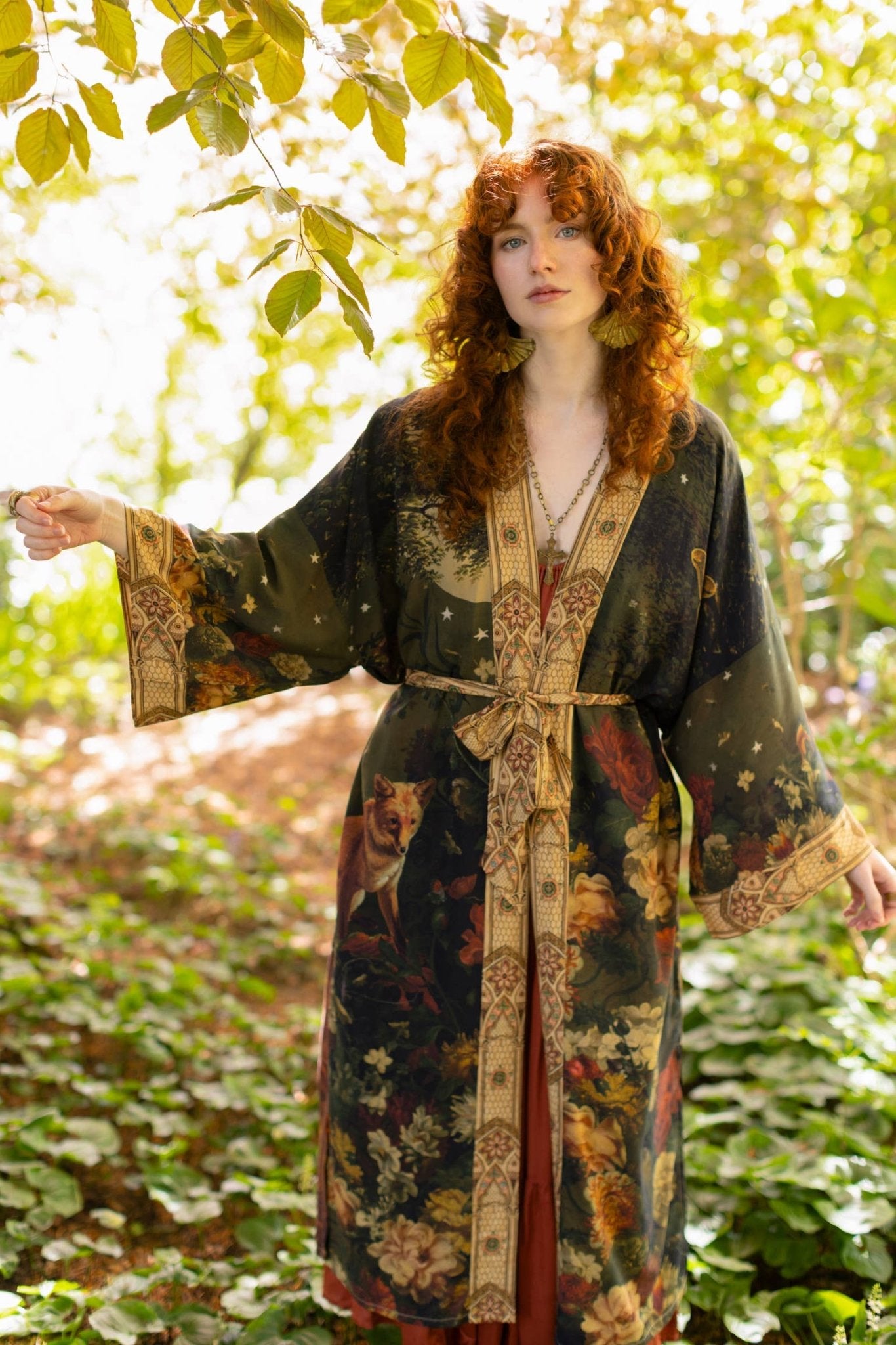 The Messenger Opera Duster Robe w/ Joan of Arc & Florals - ivyandlavyboutique Market of Stars (USA)