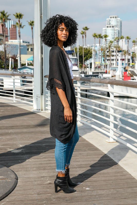 The Scallop Lace Trim Kimono - ivyandlavyboutique Leto Accessories