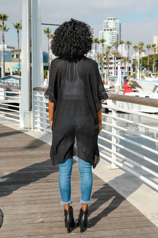 The Scallop Lace Trim Kimono - ivyandlavyboutique Leto Accessories