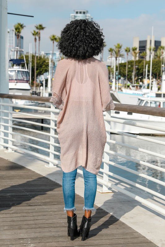 The Scallop Lace Trim Kimono - ivyandlavyboutique Leto Accessories