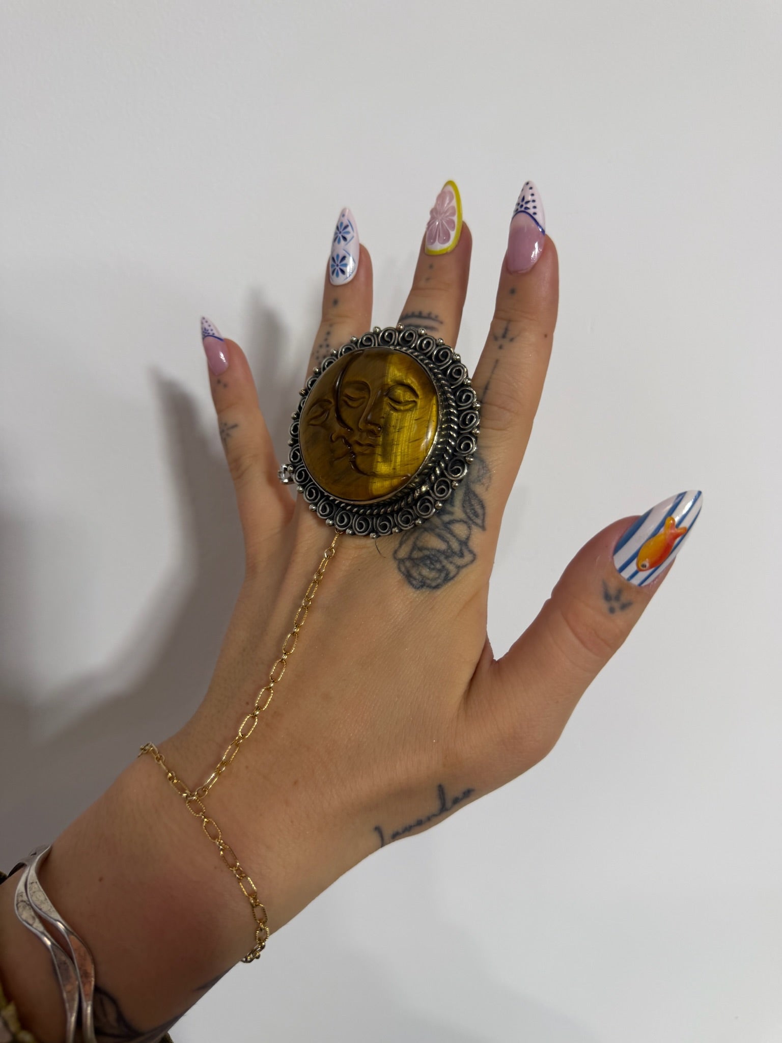 The Sun and The Moon Ring in Tigers Eye - ivyandlavyboutique ivyandlavyboutique
