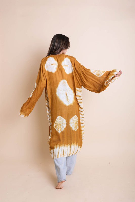 Tie - Dye Longline Kimono with Full Sleeves - ivyandlavyboutique Leto Accessories