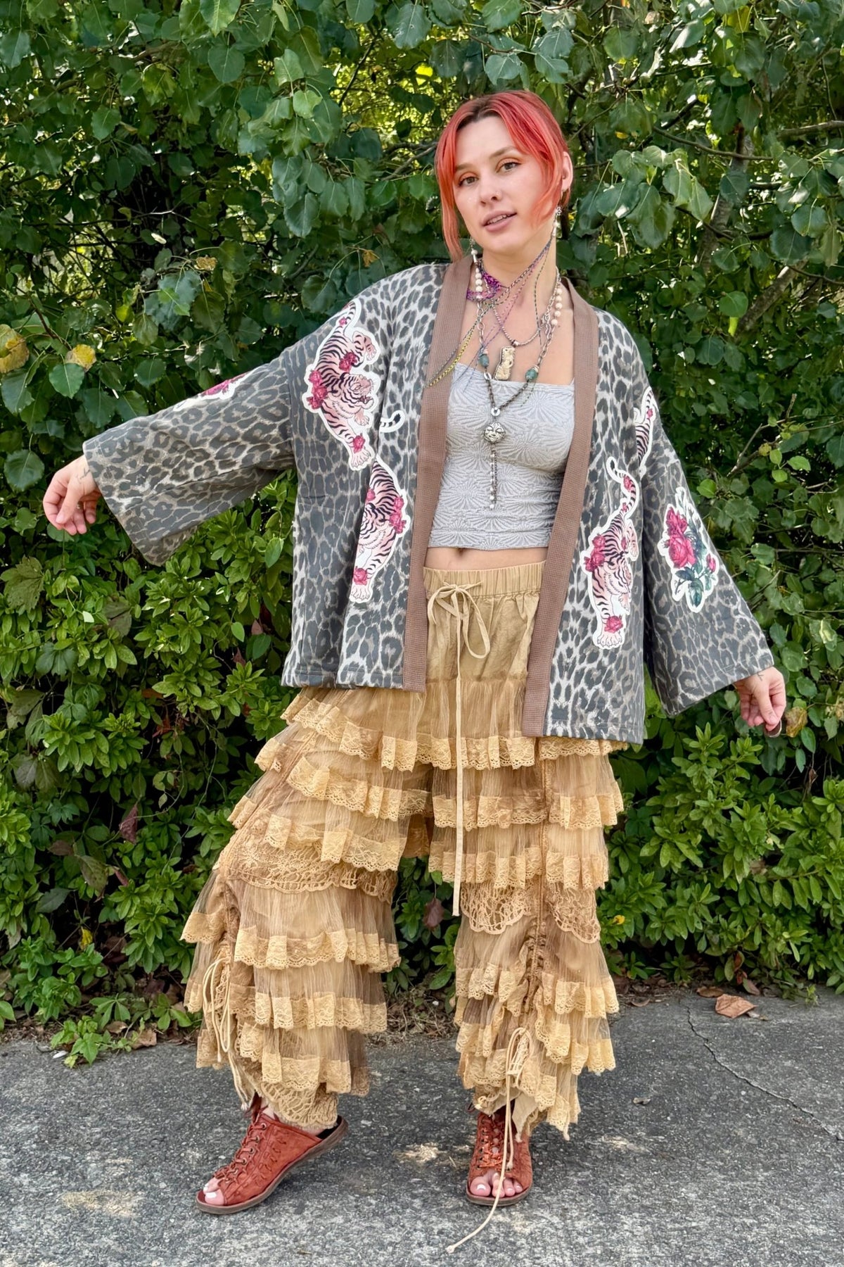 Tiger And Roses Cardigan - ivyandlavyboutique Davi & Dani