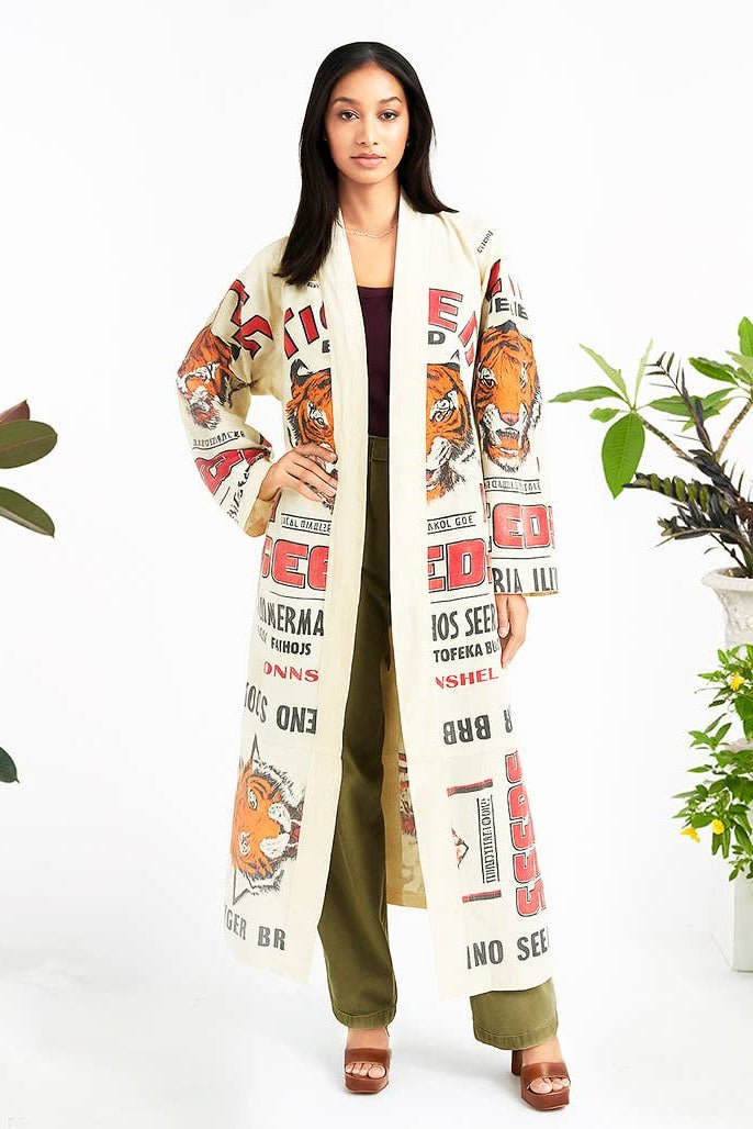 Tiger Maxi Cardigan - COTTON LONG CARDIGAN - ivyandlavyboutique Kathmandu Imports