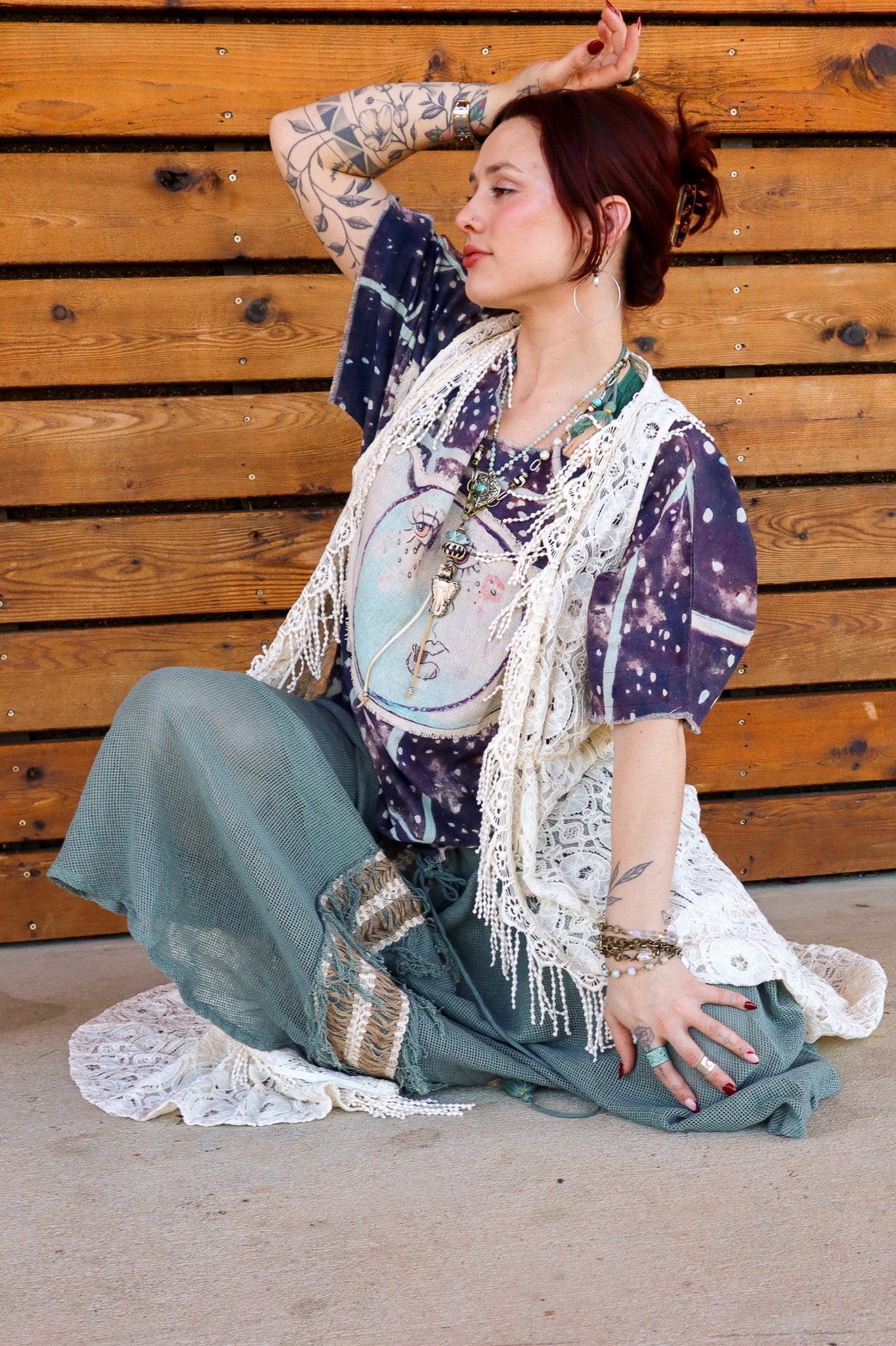 Touch the Moon Celestial Hi - Lo Tunic with Moon Patch - ivyandlavyboutique I LOVE LINEN