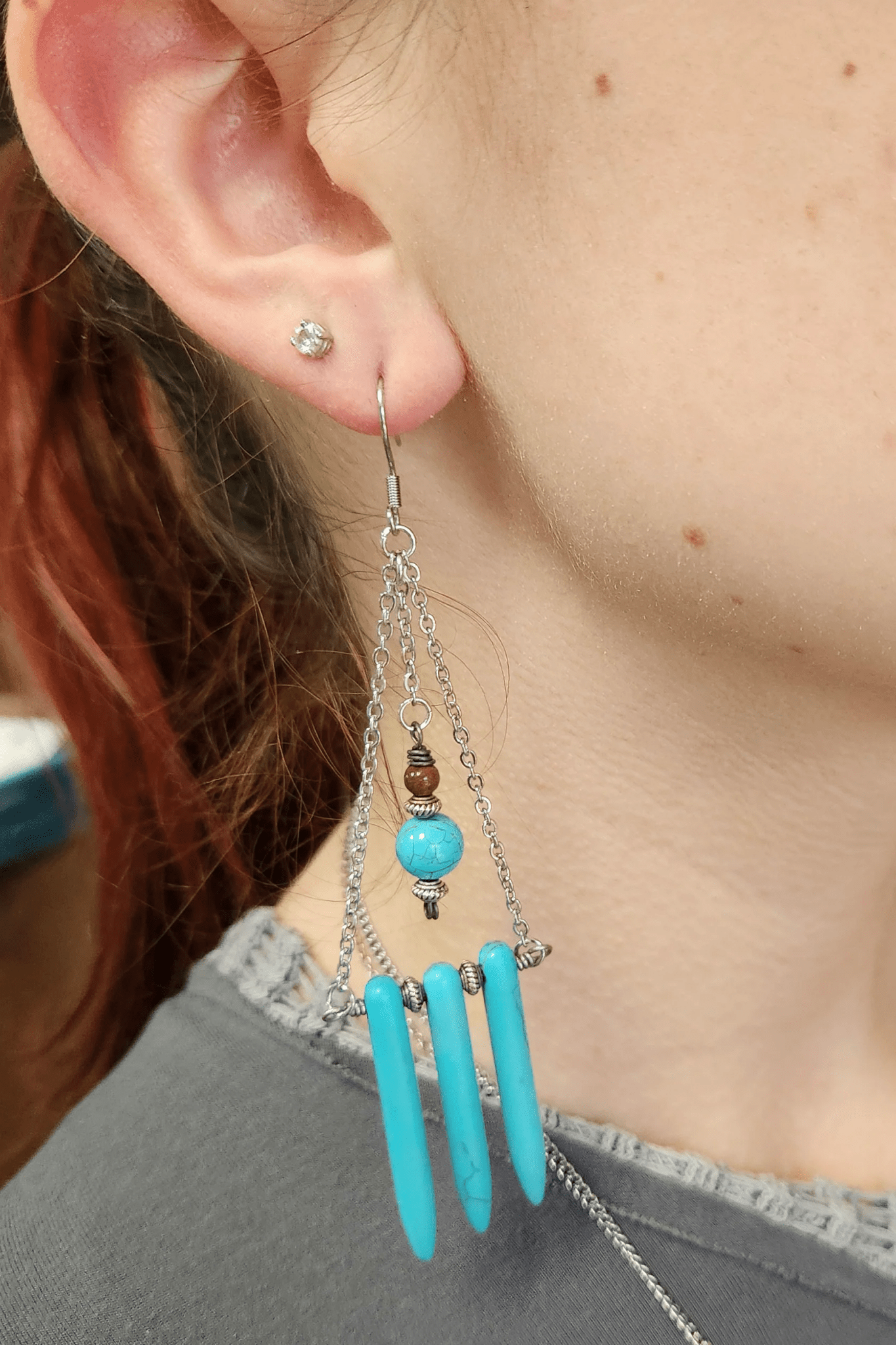 Triple Drop Turquoise Earrings - ivyandlavyboutique Spirit Lala