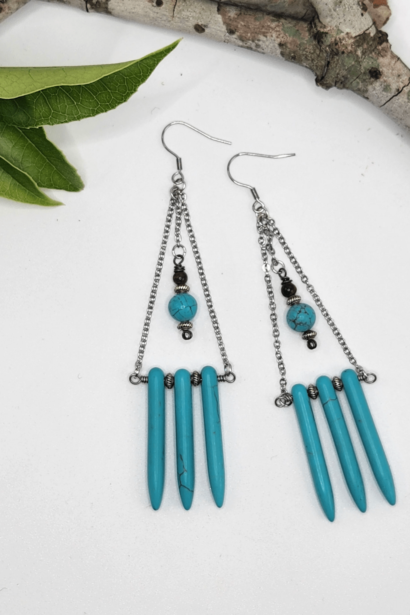 Triple Drop Turquoise Earrings - ivyandlavyboutique Spirit Lala