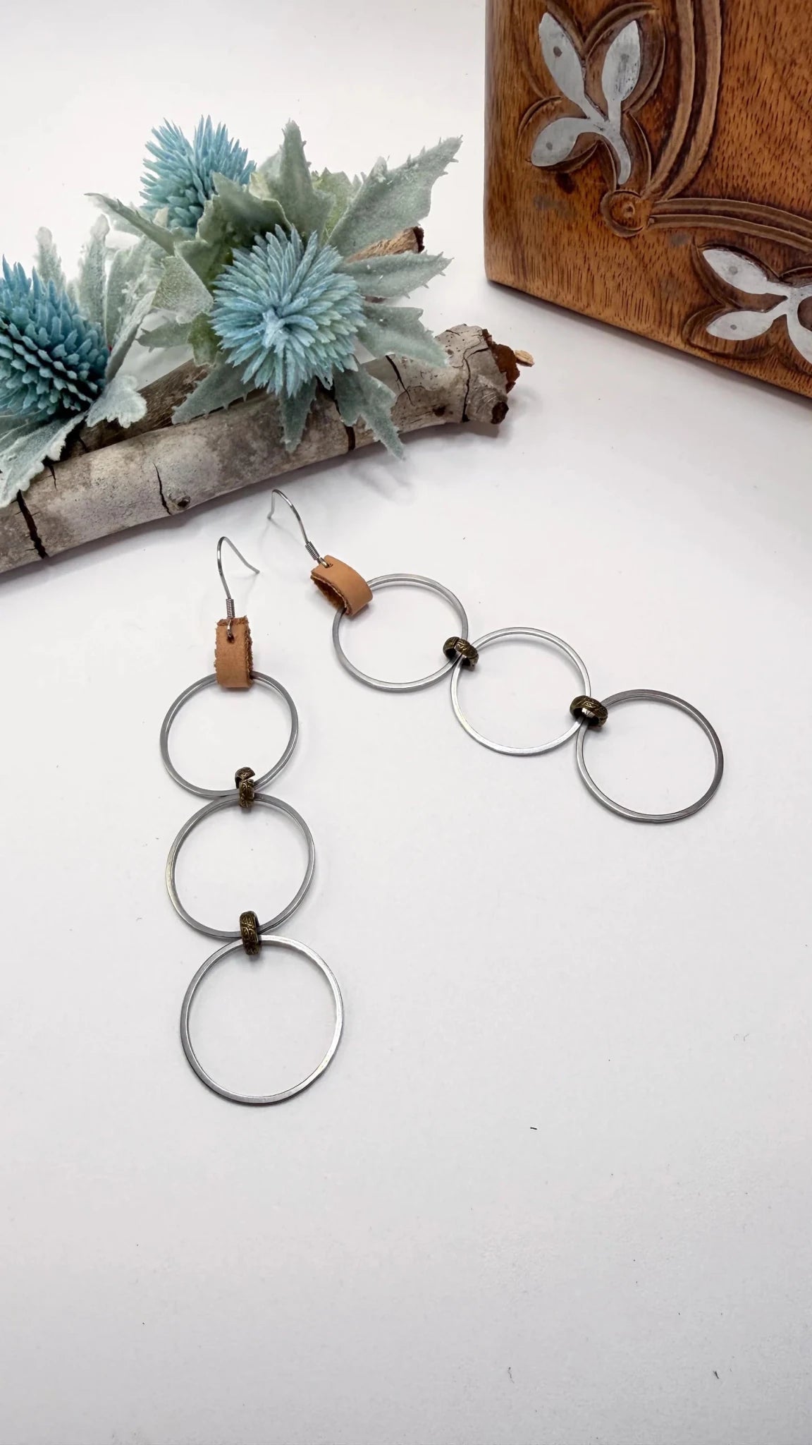 Triple Ring Leather Earrings - ivyandlavyboutique ivyandlavyboutique