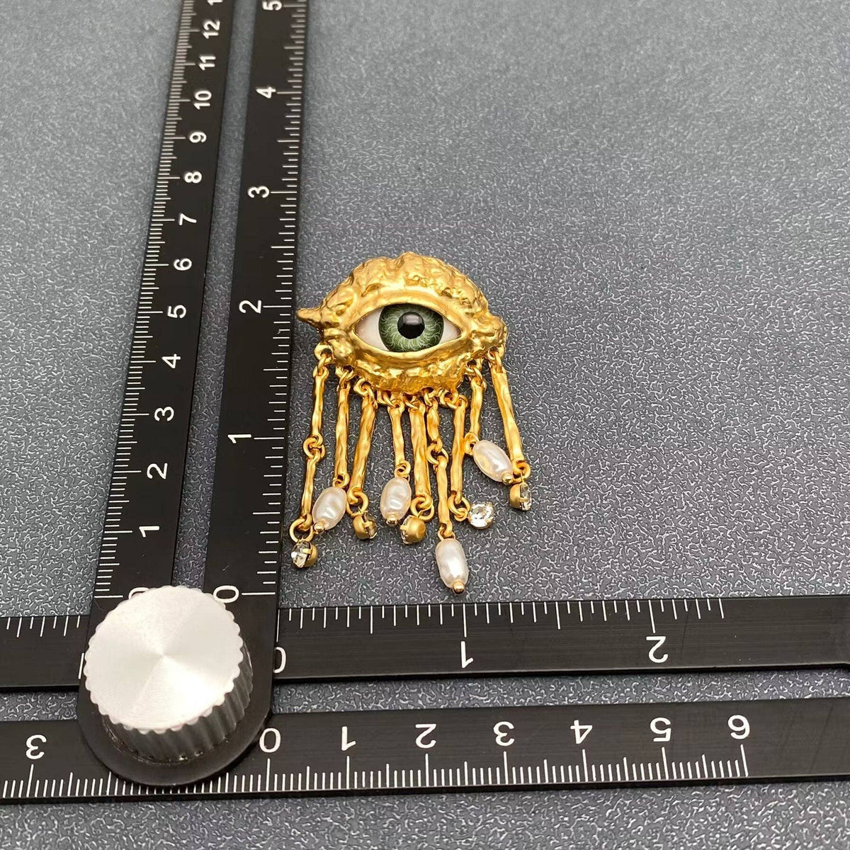 Turkey Evil Eye Pearl & CZ Metal Tassel Post Earrings - ivyandlavyboutique Mio Queena
