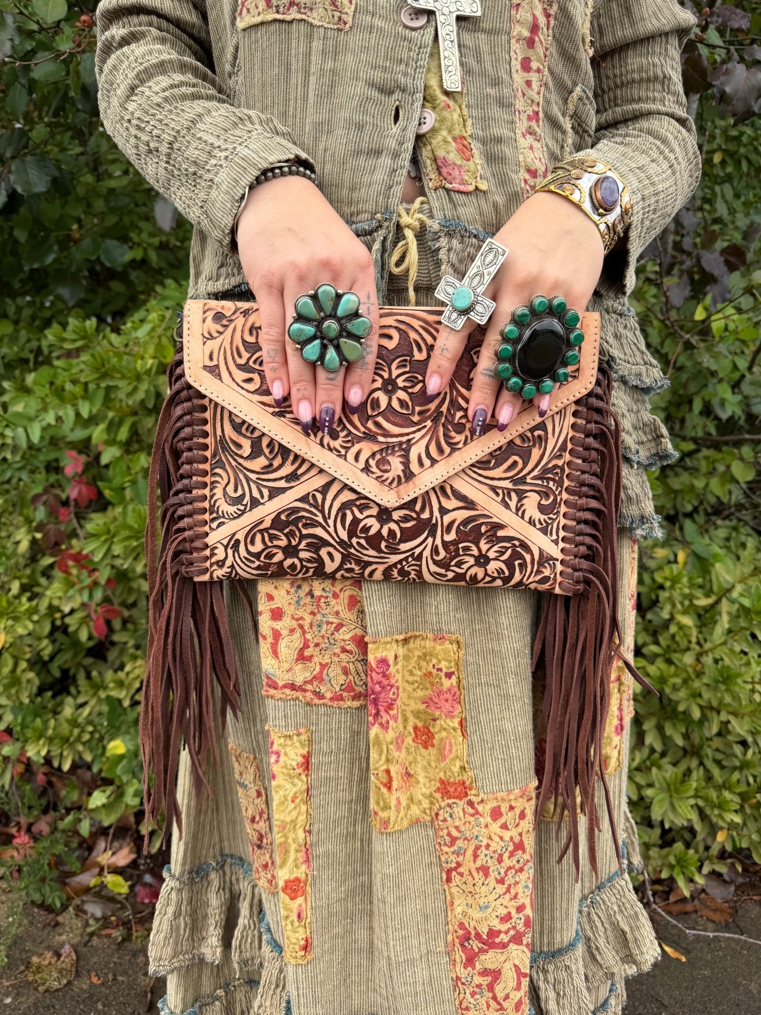 Turquoise flower pattern ring - ivyandlavyboutique ivyandlavyboutique