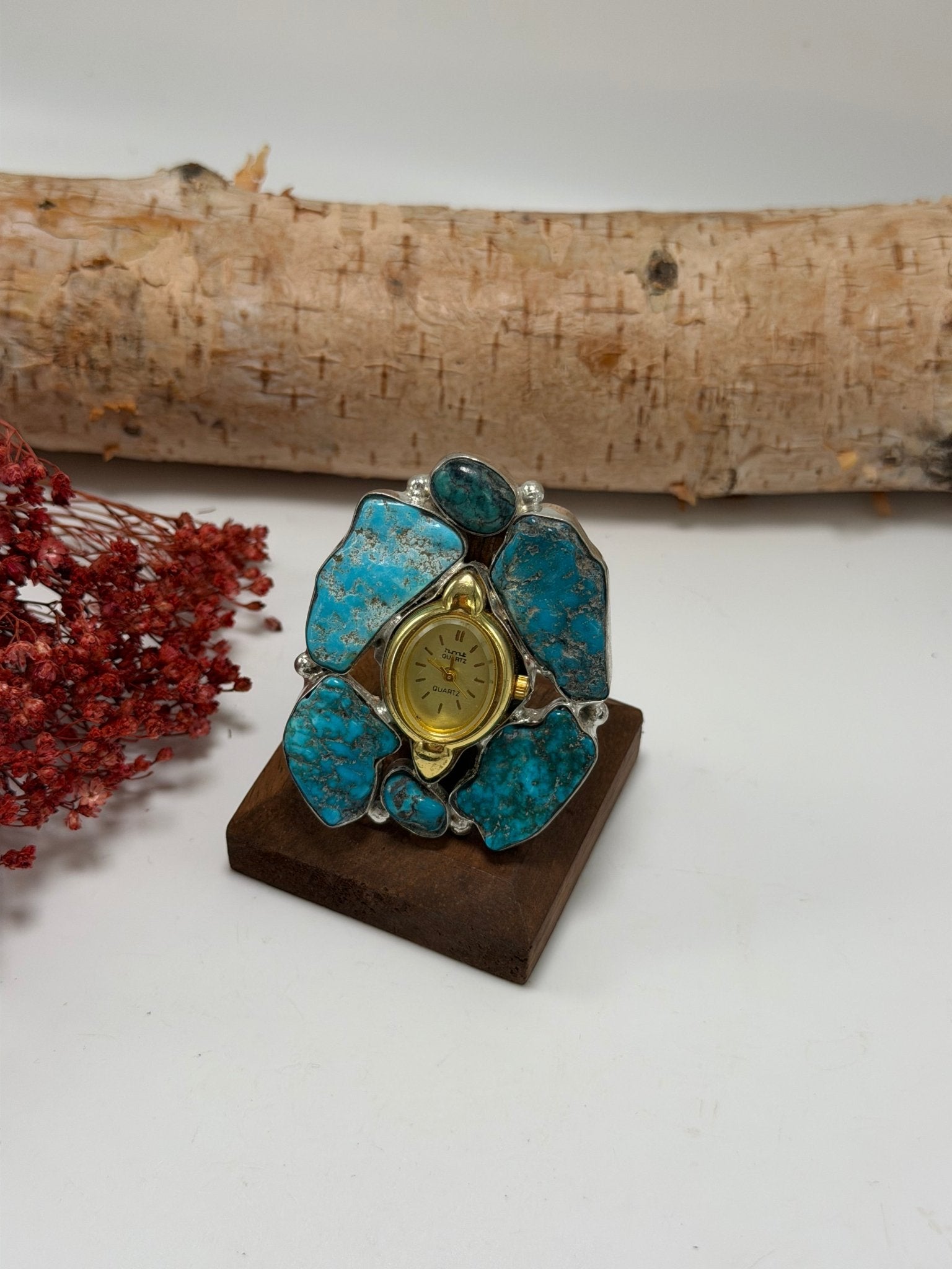 Turquoise & Gold Tick Tock Watch Ring 3 - ivyandlavyboutique ivyandlavyboutique